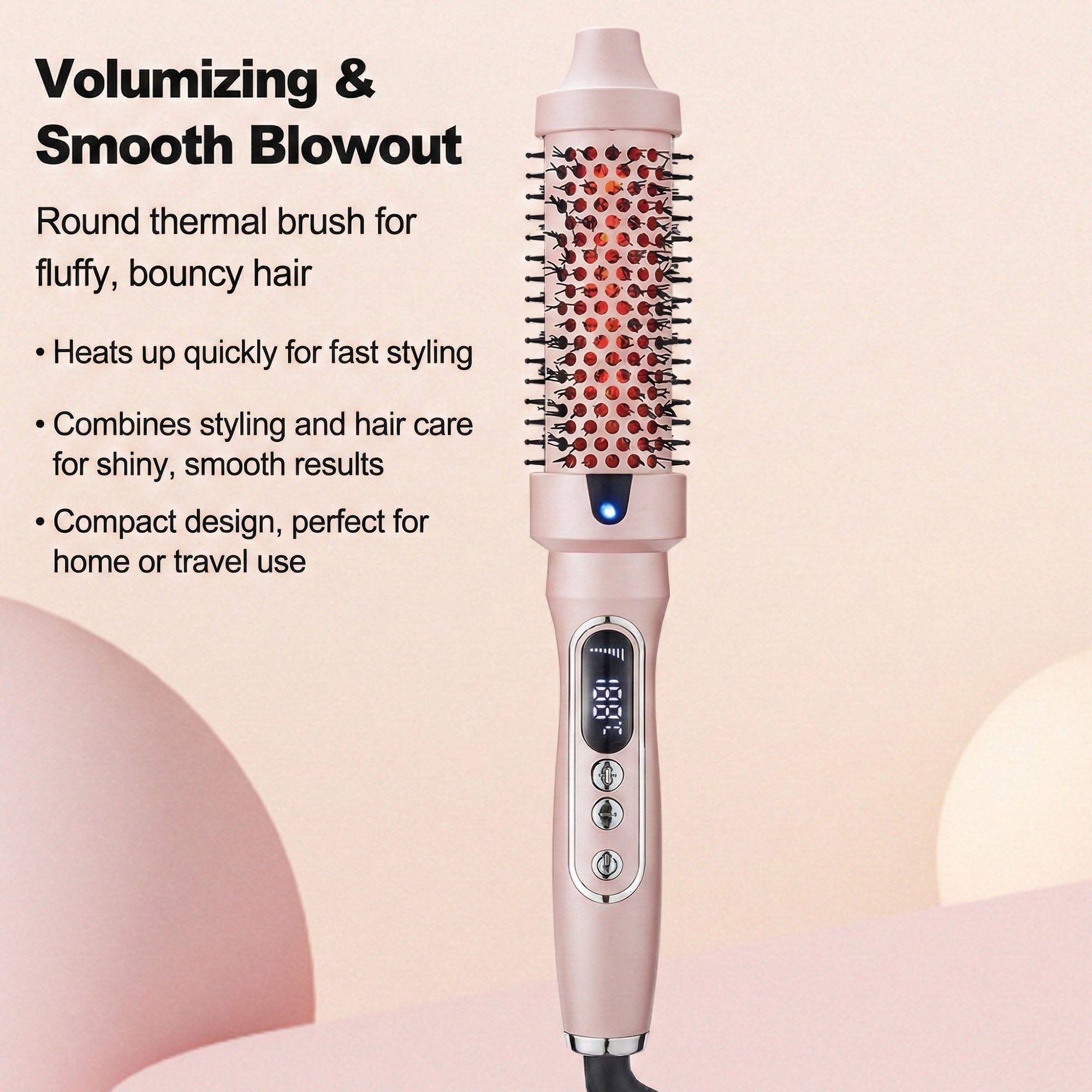 Anna-Kaci Heated Round Brush Hair Styler Set with Digital Display, Comb, Clips and Heat Gloves