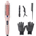 Anna-Kaci Heated Round Brush Hair Styler Set with Digital Display, Comb, Clips and Heat Gloves