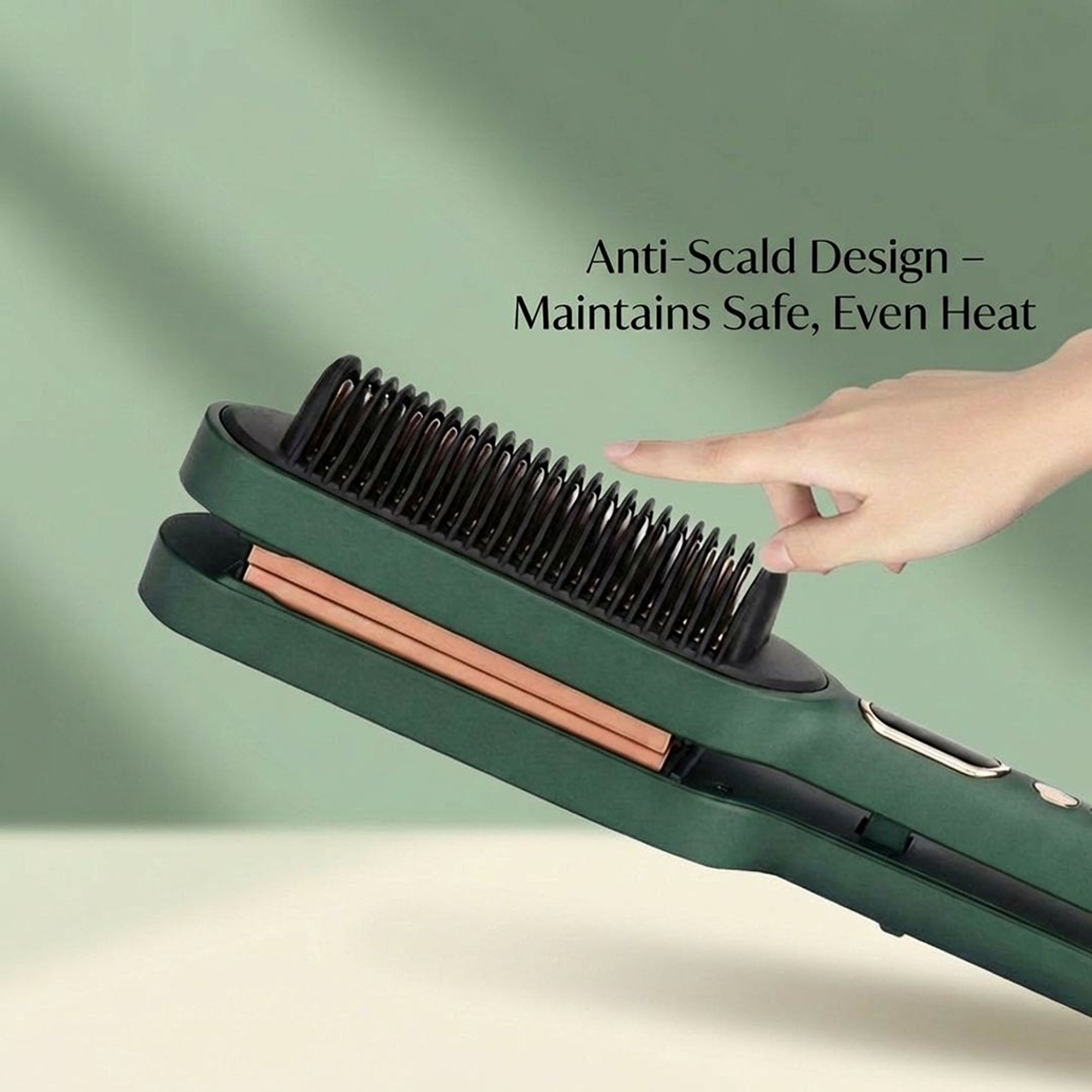 Anna-Kaci 2-in-1 Hair Straightener and Curling Brush with Adjustable Heat and Ceramic Plates
