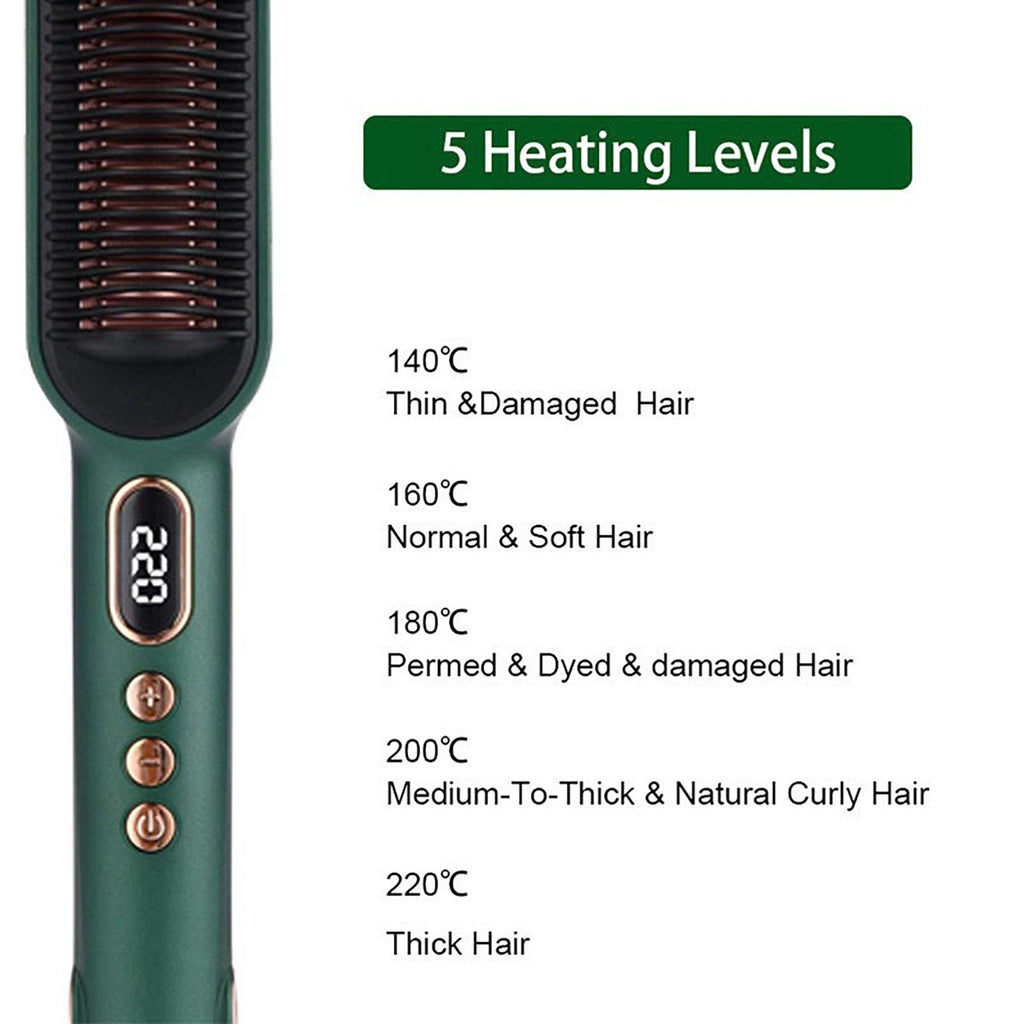 Anna-Kaci 2-in-1 Hair Straightener and Curling Brush with Adjustable Heat and Ceramic Plates