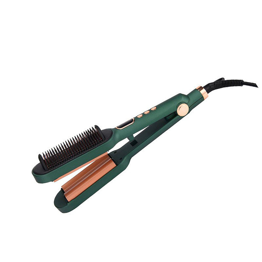 Anna-Kaci 2-in-1 Hair Straightener and Curling Brush with Adjustable Heat and Ceramic Plates