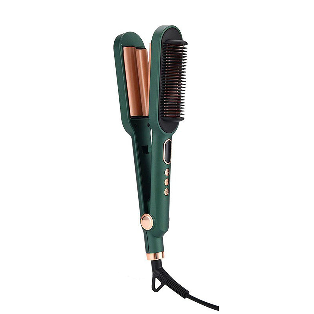 Anna-Kaci 2-in-1 Hair Straightener and Curling Brush with Adjustable Heat and Ceramic Plates