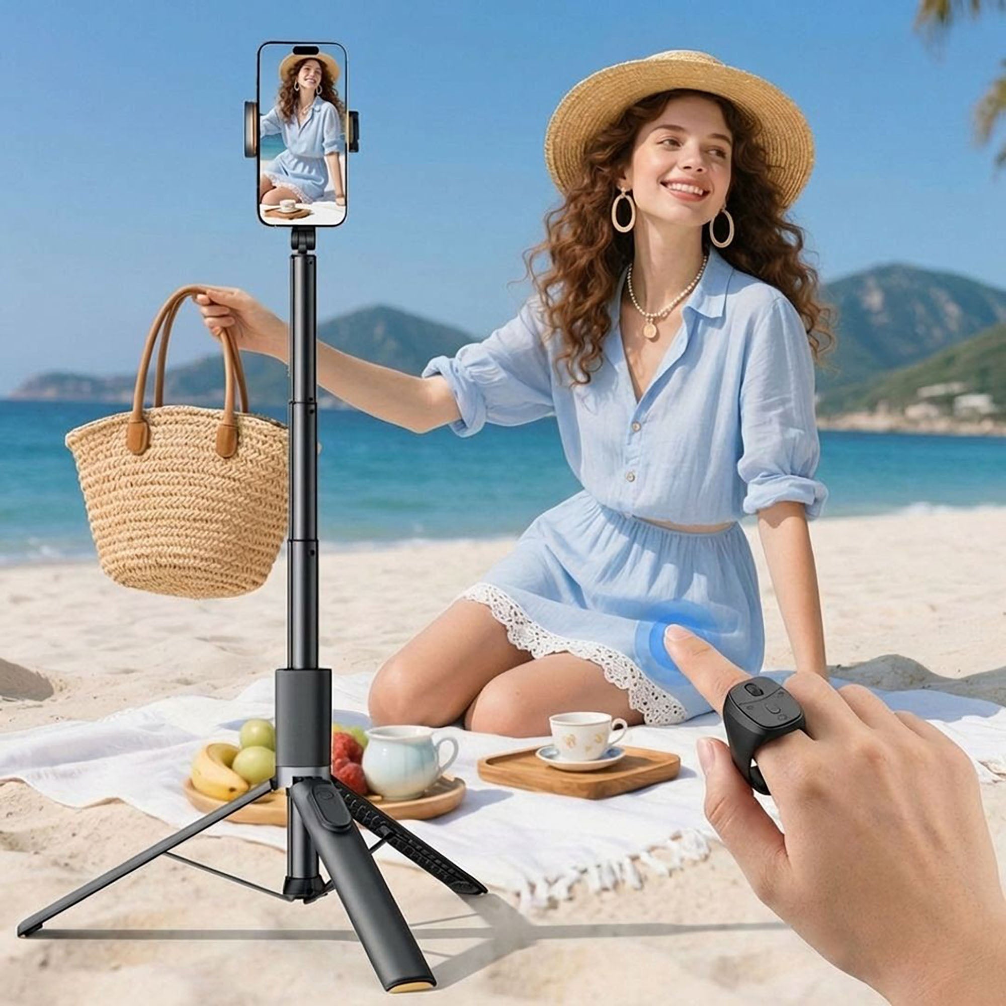 Anna-Kaci Bluetooth Ring Remote Control with Scroll Wheel for Phone Browsing and Photos