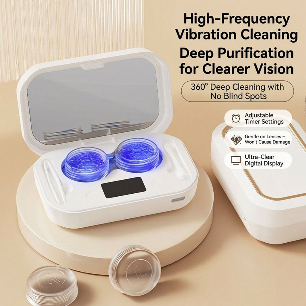 Anna-Kaci Sonic Contact Lens Cleaner with 360¡ã Cleaning and Digital Timer Display