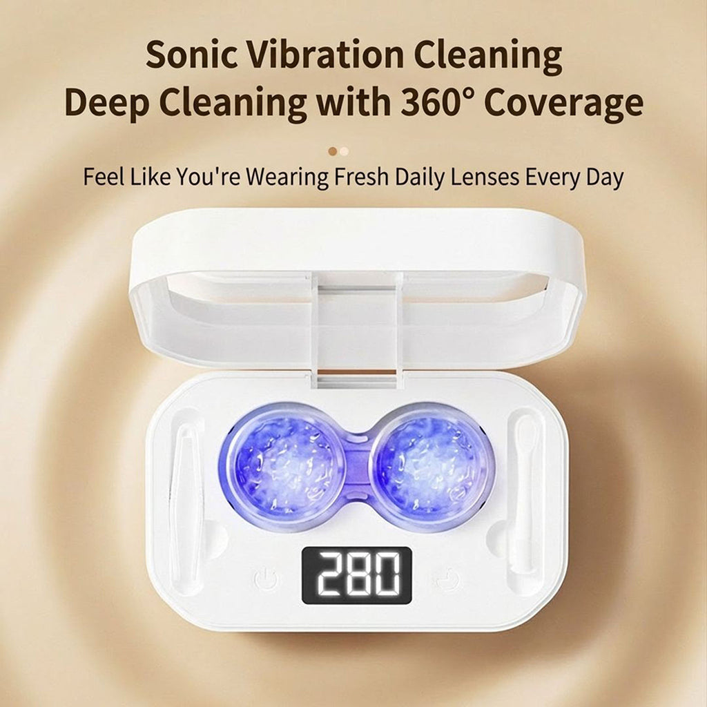 Anna-Kaci Sonic Contact Lens Cleaner with 360¡ã Cleaning and Digital Timer Display