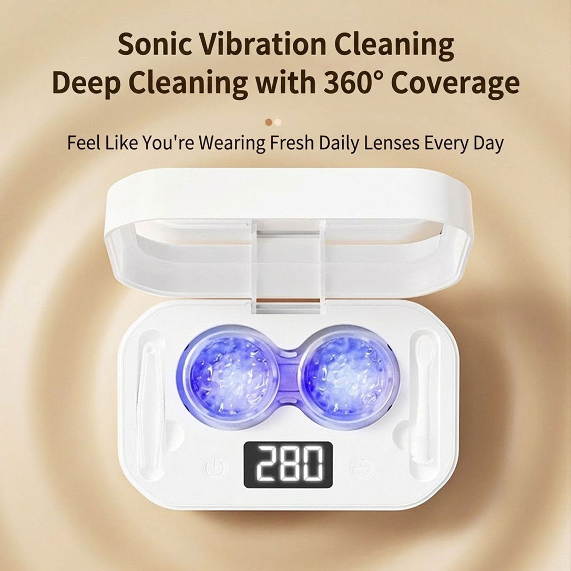 Anna-Kaci Sonic Contact Lens Cleaner with 360¡ã Cleaning and Digital Timer Display