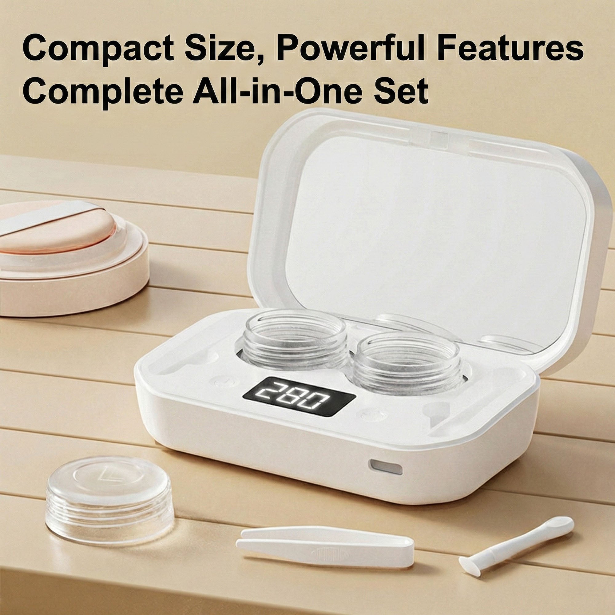 Anna-Kaci Sonic Contact Lens Cleaner with 360¡ã Cleaning and Digital Timer Display