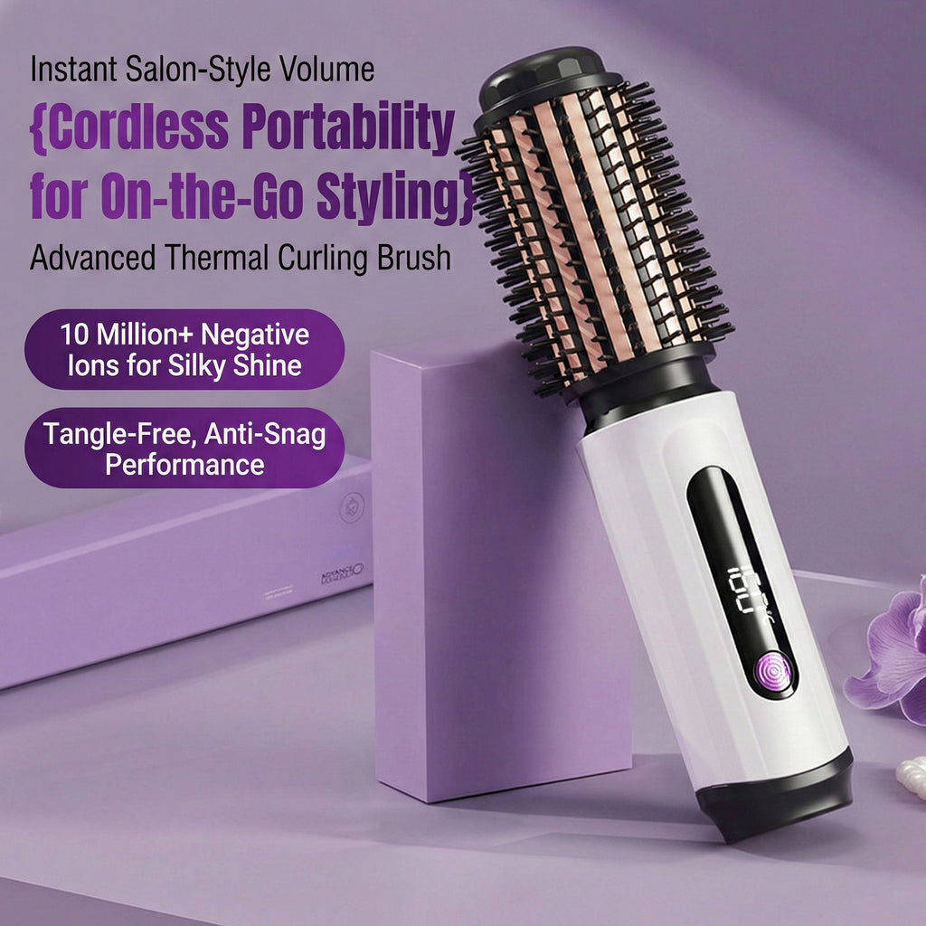 Anna-Kaci Heated Round Brush Hair Styler with Digital Temperature Display and Adjustable Heat
