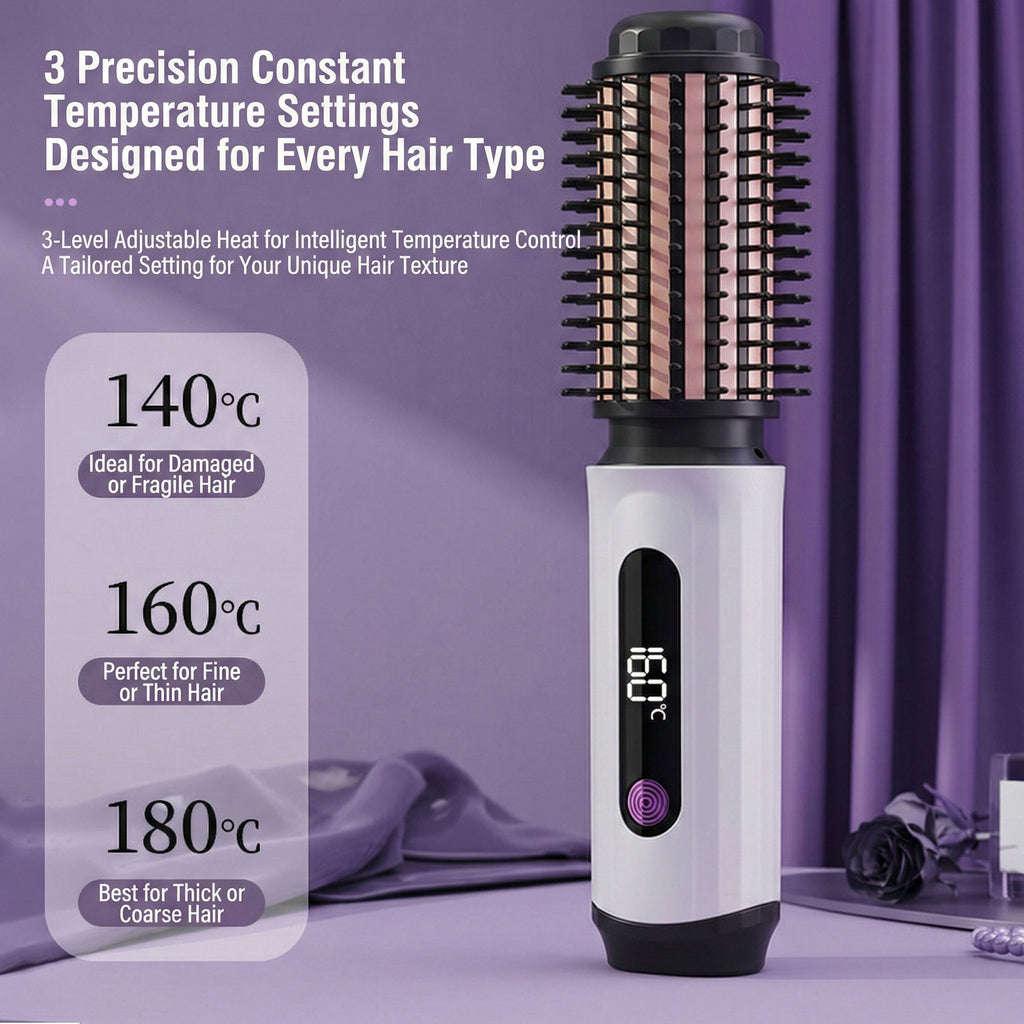 Anna-Kaci Heated Round Brush Hair Styler with Digital Temperature Display and Adjustable Heat