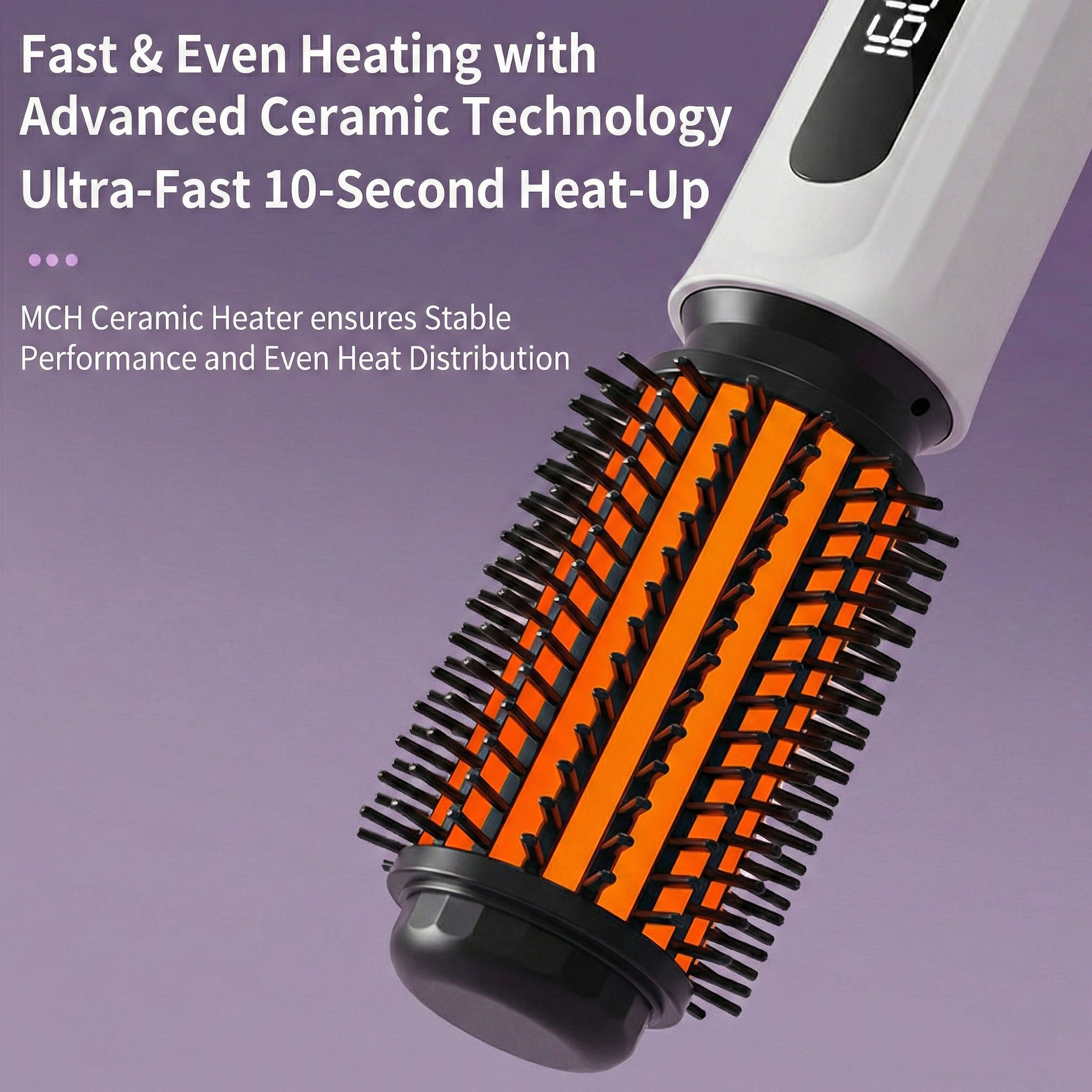 Anna-Kaci Heated Round Brush Hair Styler with Digital Temperature Display and Adjustable Heat