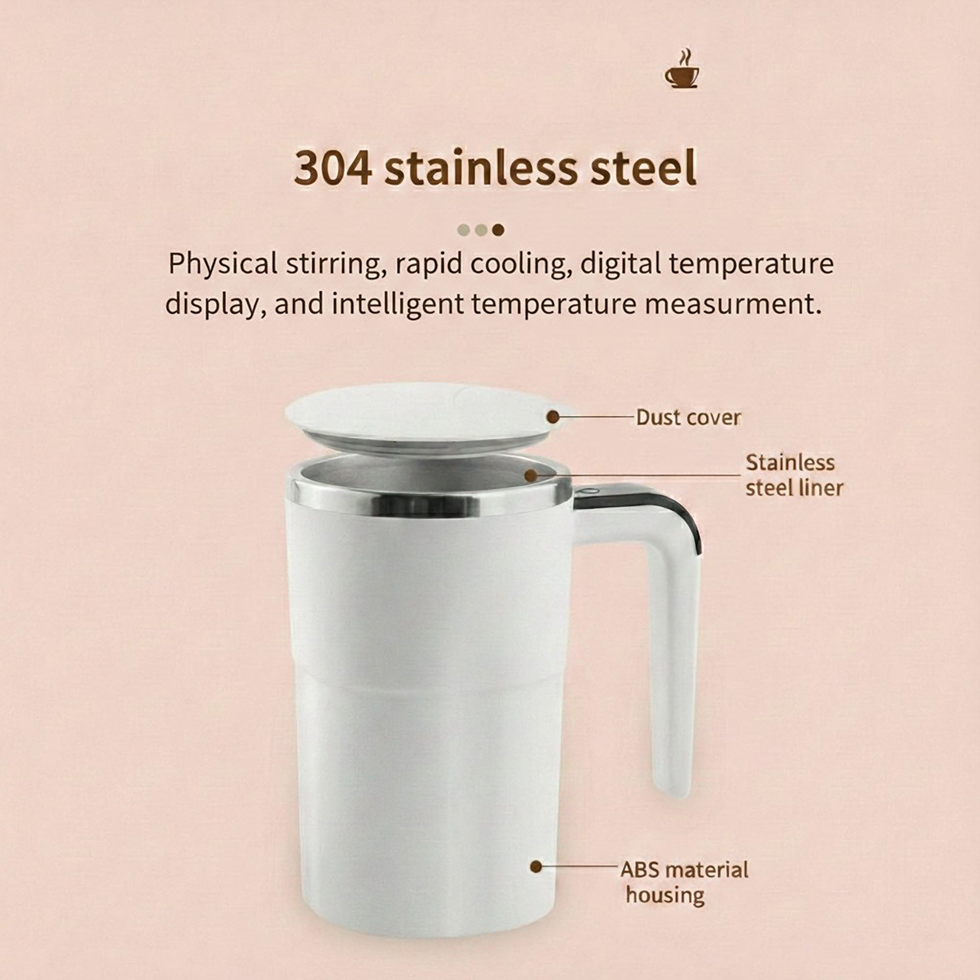 Anna-Kaci Electric Self Stirring Mug with LCD Temperature Display Automatic Mixing Cup