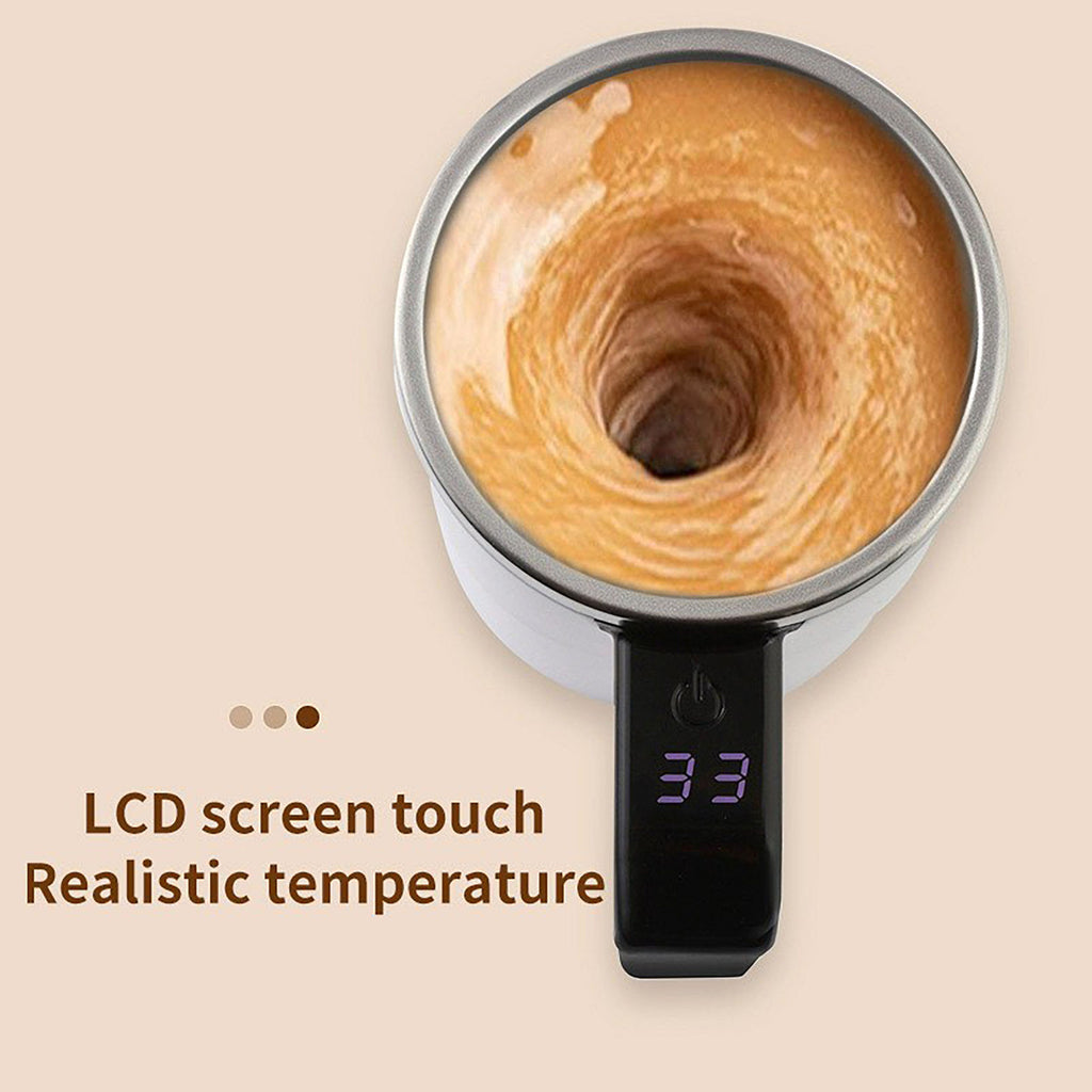 Anna-Kaci Electric Self Stirring Mug with LCD Temperature Display Automatic Mixing Cup