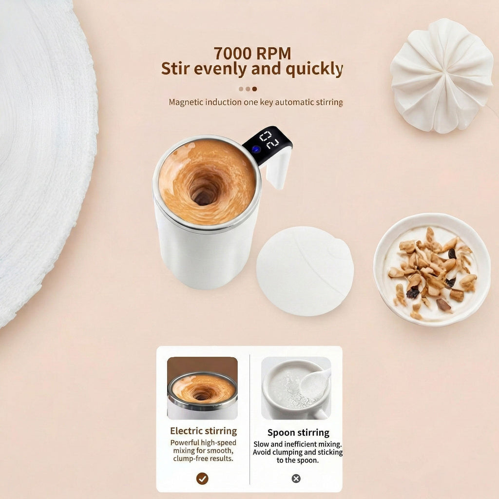 Anna-Kaci Electric Self Stirring Mug with LCD Temperature Display Automatic Mixing Cup