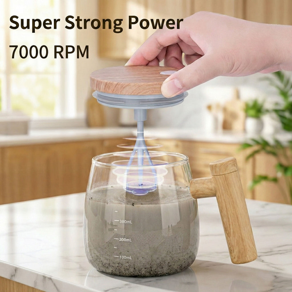 Anna-Kaci Electric Self-Stirring Glass Mug with Heating Base and USB Cable