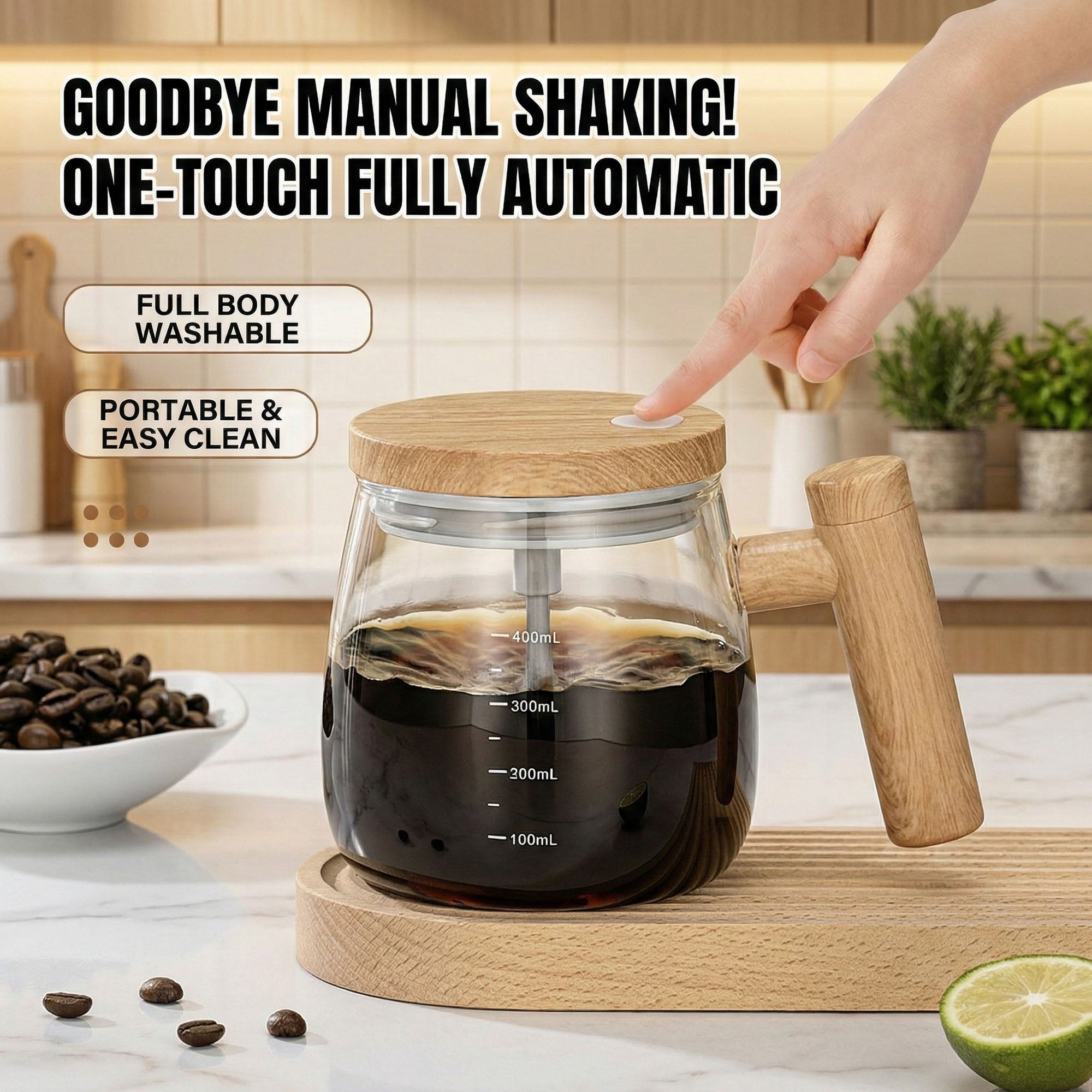 Anna-Kaci Electric Self-Stirring Glass Mug with Heating Base and USB Cable