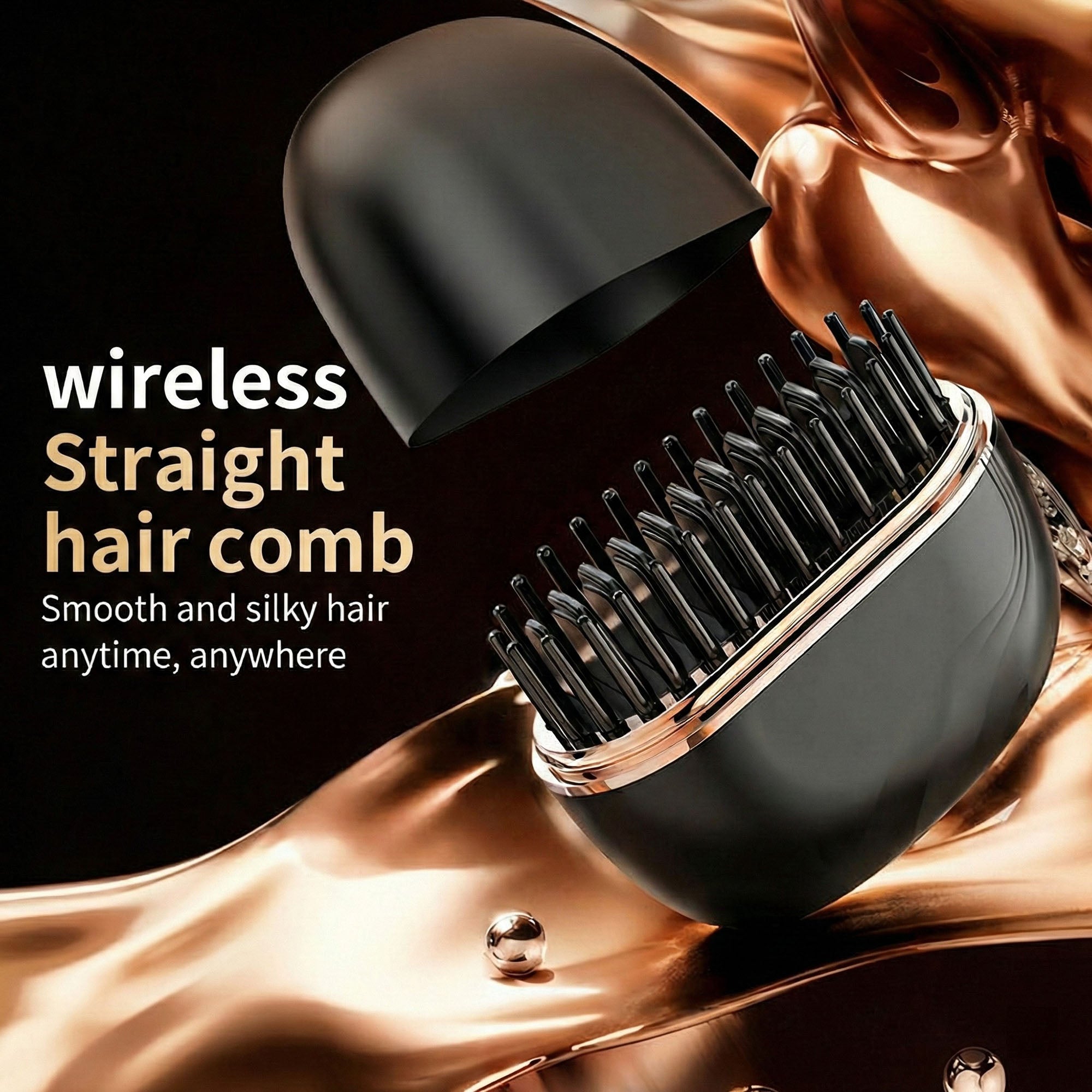 Anna-Kaci Cordless Thermal Hair Comb with Adjustable Heat Settings and Protective Travel Lid