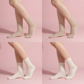 Anna-Kaci 4 Pairs Women's Lace Knit Crew Socks Lightweight Breathable Mesh Style with Elastic Cuff in Assorted Patterns