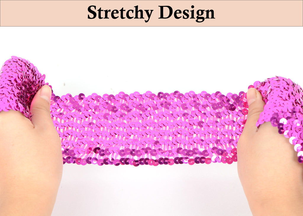 Alilang Elastic Sequin Trim, 3 Inch 8 Row Wide Flat Glitter Bling Fabric Paillette Sequin Ribbon, Metallic Sewing DIY Project, 5.5 Yards