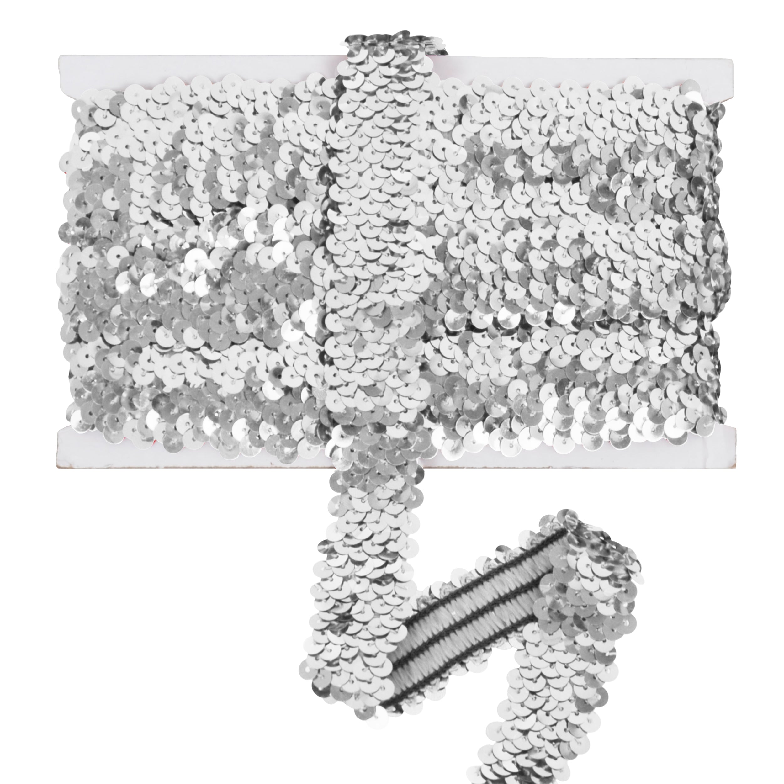 Alilang Elastic Sequin Trim, 1.2 Inch 3 Row Flat Glitter Paillette Sequin Ribbon, Metallic Stretch Sequin Strip Sewing DIY Craft, 5 Yards