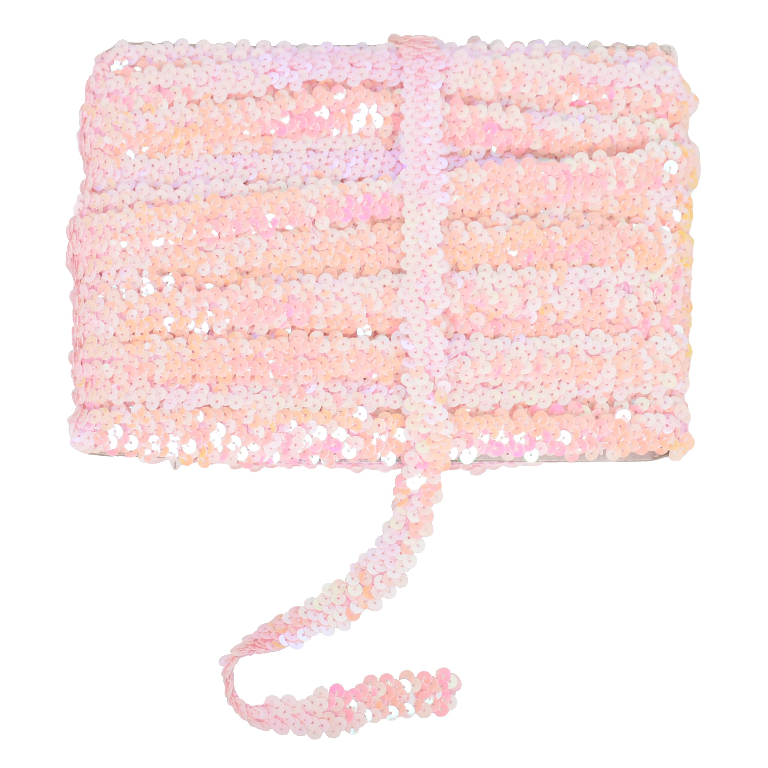 Alilang Elastic Sequin Trim, 0.8 Inch 2 Row Flat Glitter Paillette Sequin Ribbon, Metallic Sequin Strip DIY Decorations, 25 Yards