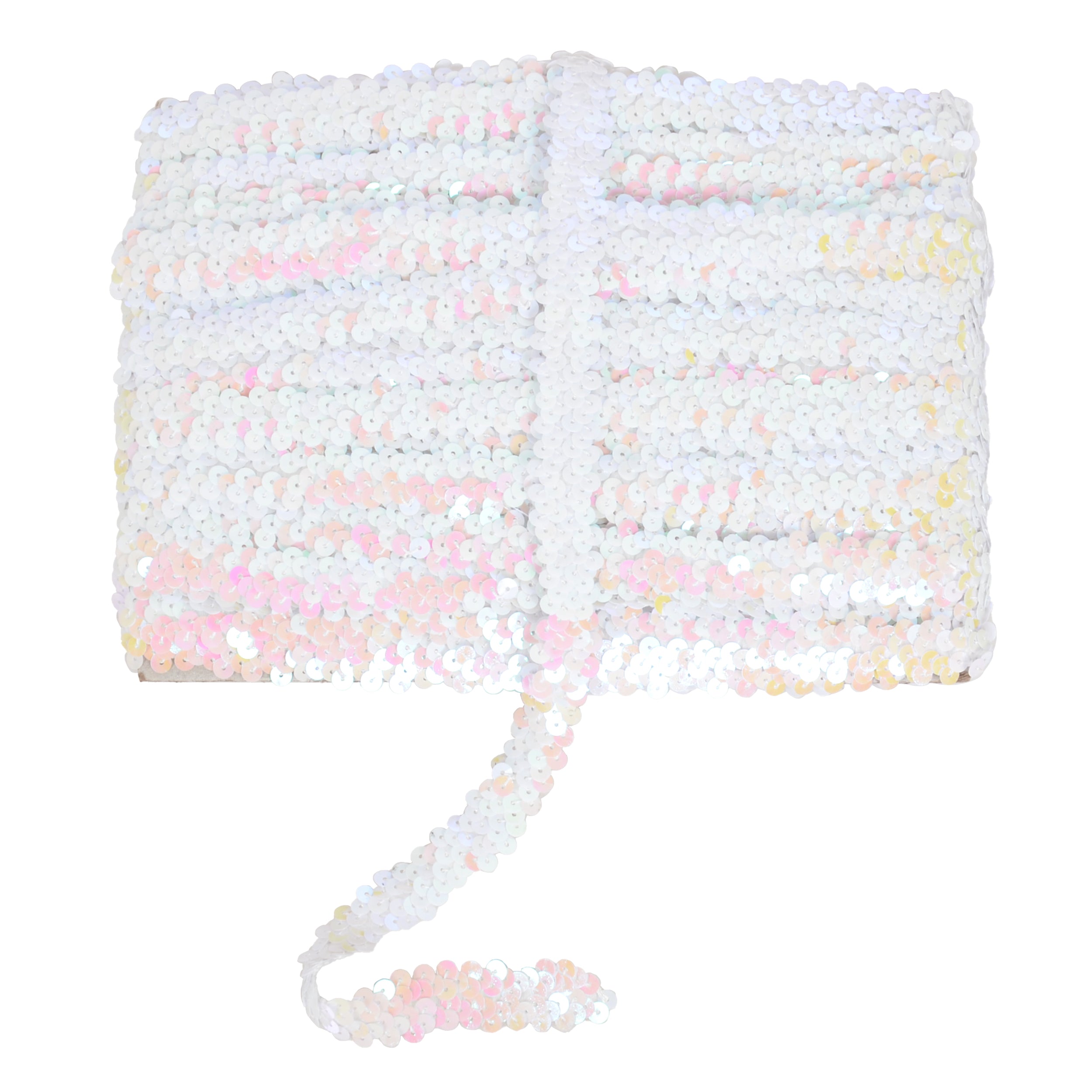 Alilang Elastic Sequin Trim, 0.8 Inch 2 Row Flat Glitter Paillette Sequin Ribbon, Metallic Sequin Strip DIY Decorations, 25 Yards