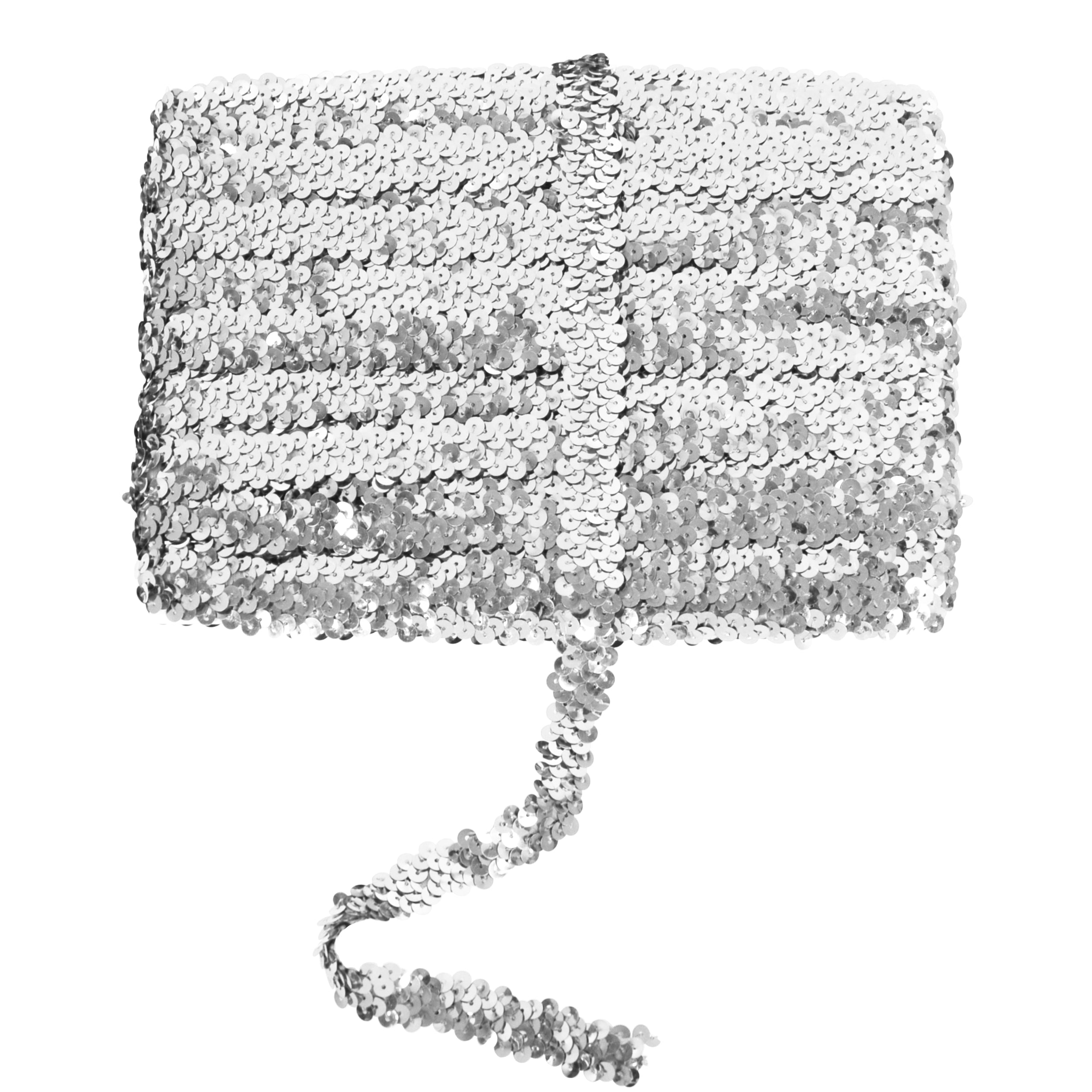 Alilang Elastic Sequin Trim, 0.8 Inch 2 Row Flat Glitter Paillette Sequin Ribbon, Metallic Sequin Strip DIY Decorations, 25 Yards