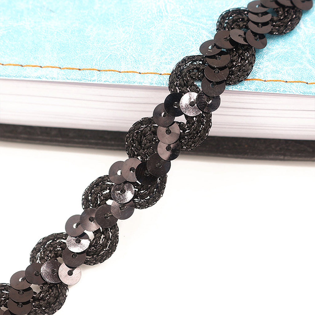 Alilang Sequin Braid Trim, 0.6 Inch Wave Sequin Strip, Glitter Metallic Paillette Sequin Ribbon, DIY Sewing Embellishment, 27 Yards