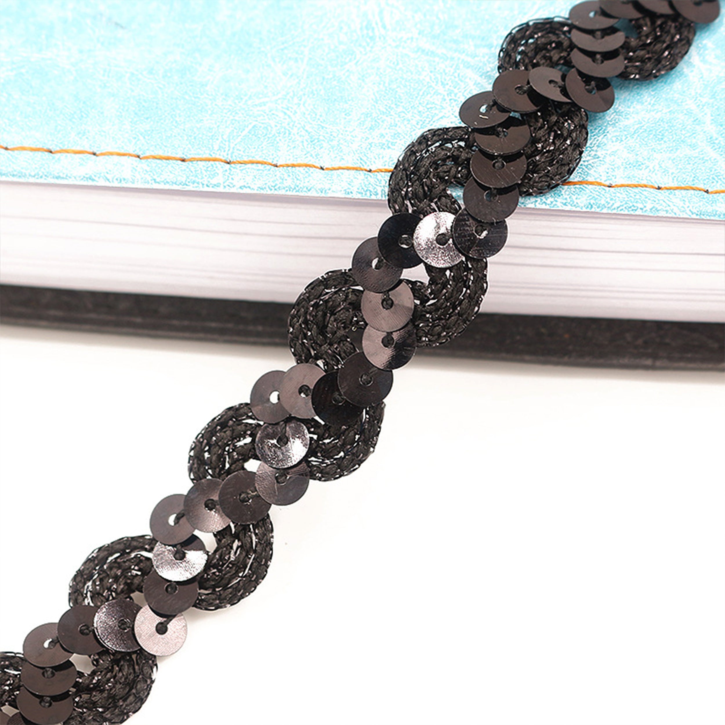 Alilang Sequin Braid Trim, 0.6 Inch Wave Sequin Strip, Glitter Metallic Paillette Sequin Ribbon, DIY Sewing Embellishment, 27 Yards