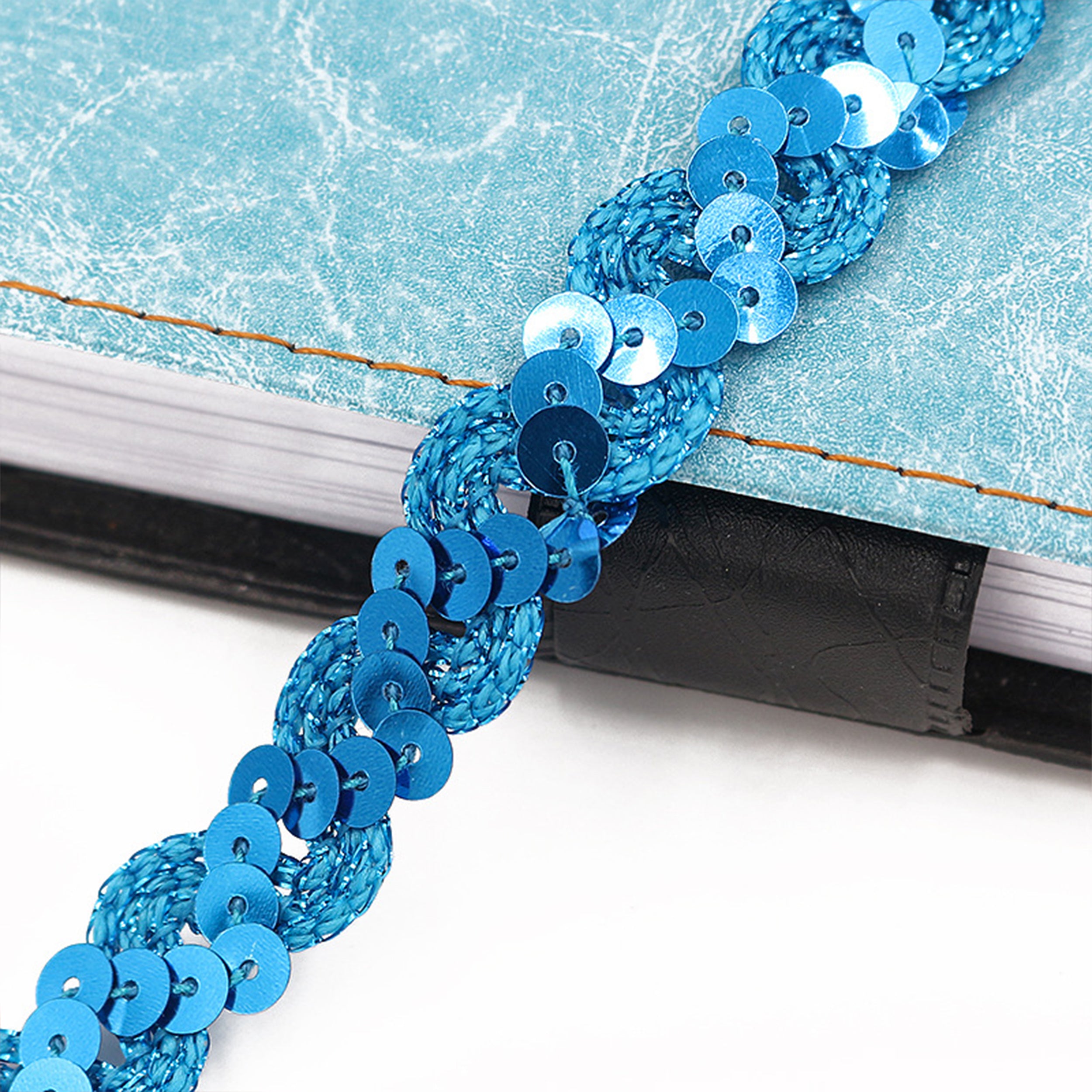 Alilang Sequin Braid Trim, 0.6 Inch Wave Sequin Strip, Glitter Metallic Paillette Sequin Ribbon, DIY Sewing Embellishment, 27 Yards