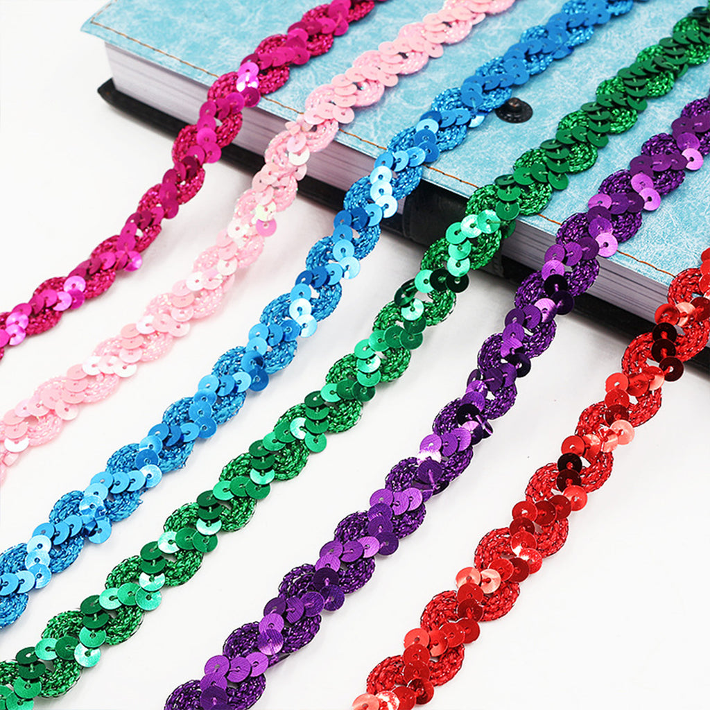 Alilang Sequin Braid Trim, 0.6 Inch Wave Sequin Strip, Glitter Metallic Paillette Sequin Ribbon, DIY Sewing Embellishment, 27 Yards