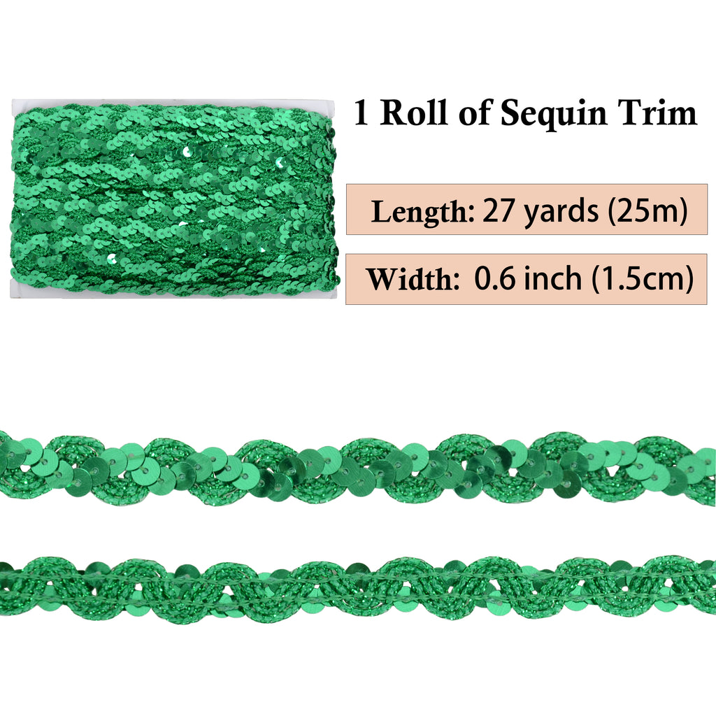 Alilang Sequin Braid Trim, 0.6 Inch Wave Sequin Strip, Glitter Metallic Paillette Sequin Ribbon, DIY Sewing Embellishment, 27 Yards