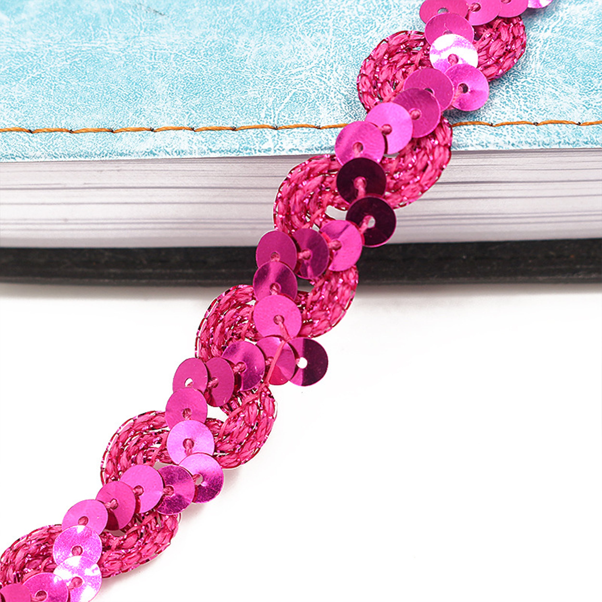 Alilang Sequin Braid Trim, 0.6 Inch Wave Sequin Strip, Glitter Metallic Paillette Sequin Ribbon, DIY Sewing Embellishment, 27 Yards