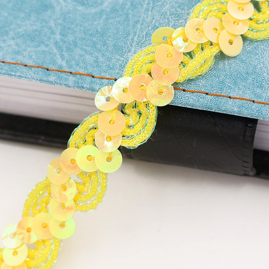 Alilang Sequin Braid Trim, 0.6 Inch Wave Sequin Strip, Glitter Metallic Paillette Sequin Ribbon, DIY Sewing Embellishment, 27 Yards
