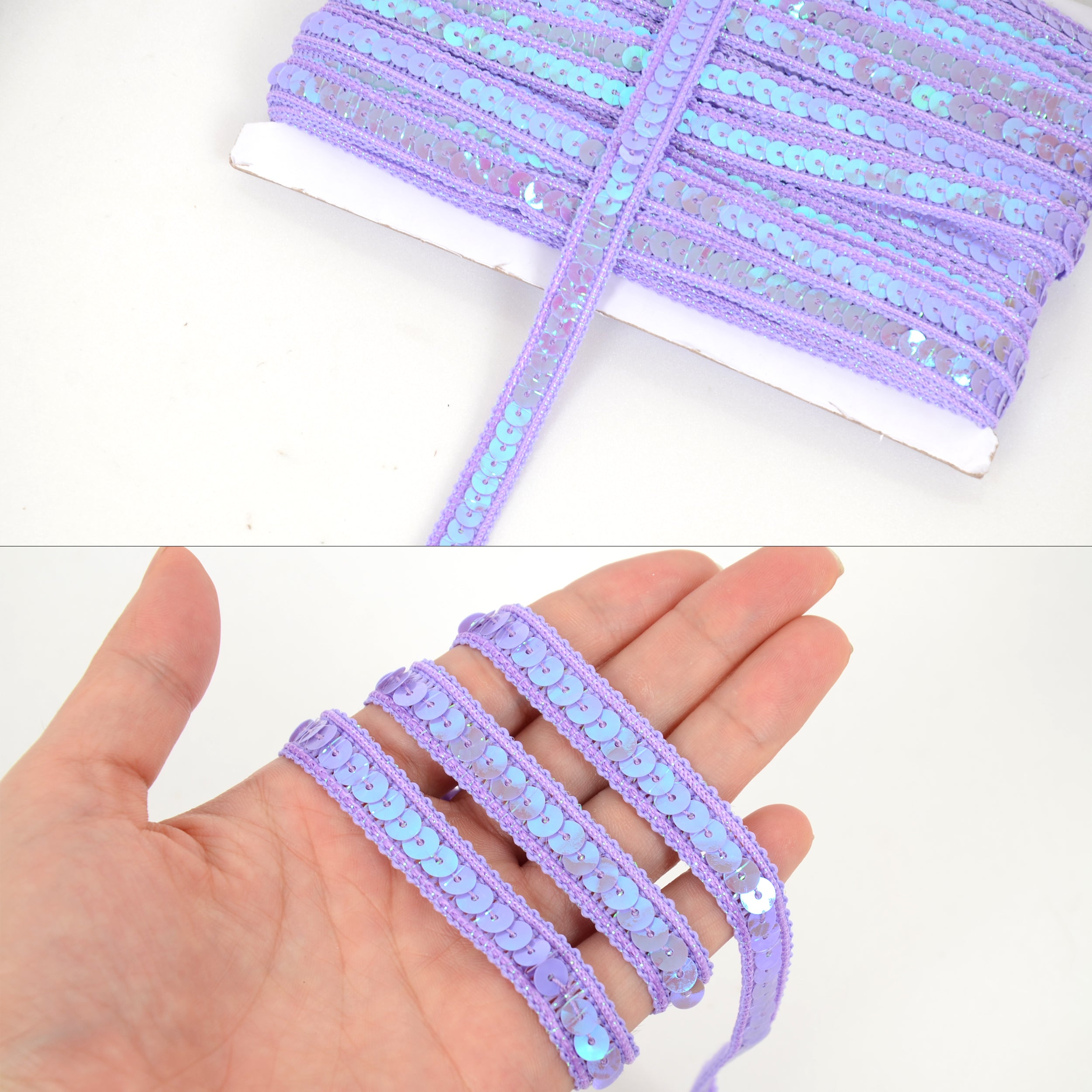 Alilang Sequin Trim, 0.5 Inch Flat Glitter Sequin Ribbon, Sparkle Metallic Sequin Strip, Bling Fabric DIY Sewing Embellishment, 27 Yards