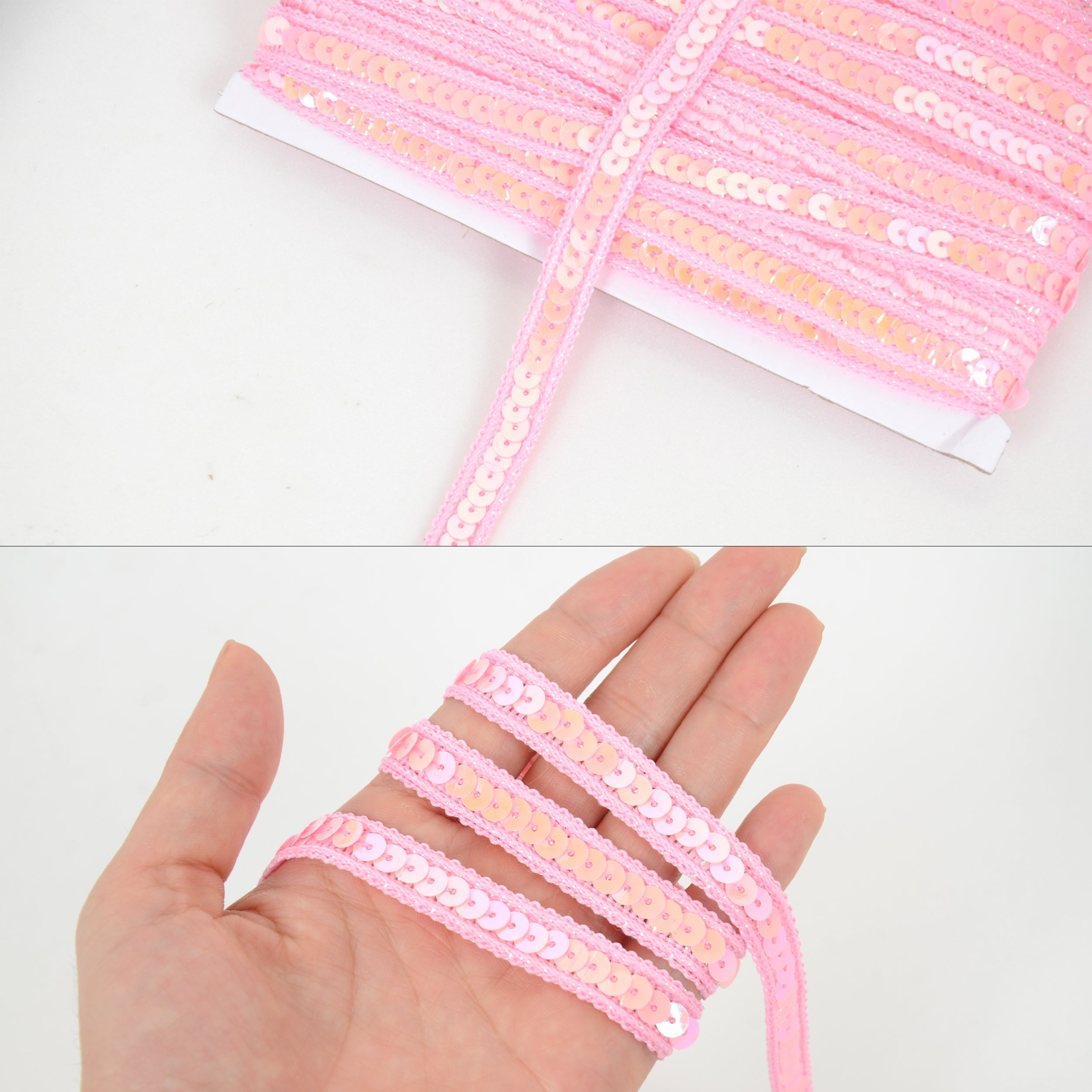 Alilang Sequin Trim, 0.5 Inch Flat Glitter Sequin Ribbon, Sparkle Metallic Sequin Strip, Bling Fabric DIY Sewing Embellishment, 27 Yards