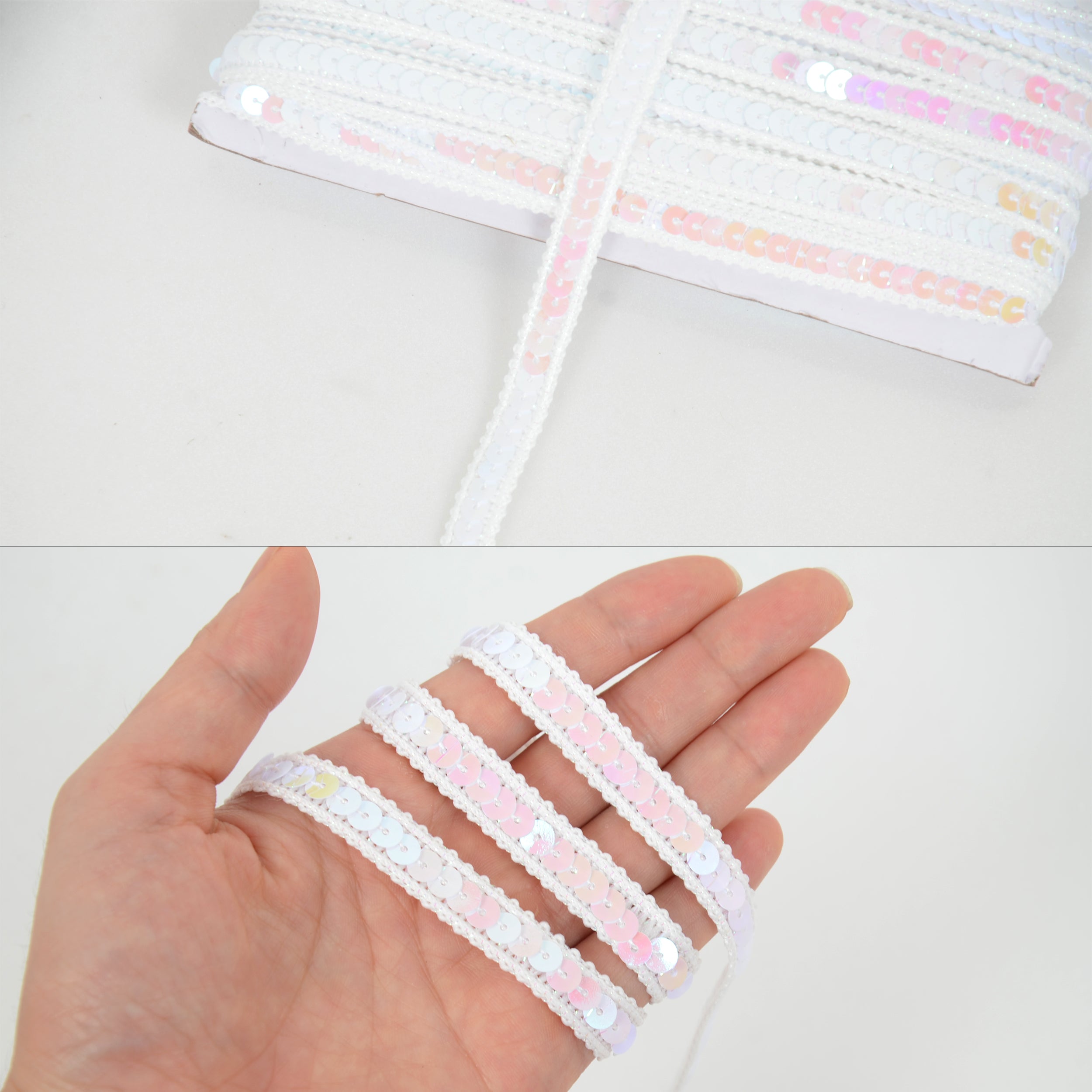 Alilang Sequin Trim, 0.5 Inch Flat Glitter Sequin Ribbon, Sparkle Metallic Sequin Strip, Bling Fabric DIY Sewing Embellishment, 27 Yards