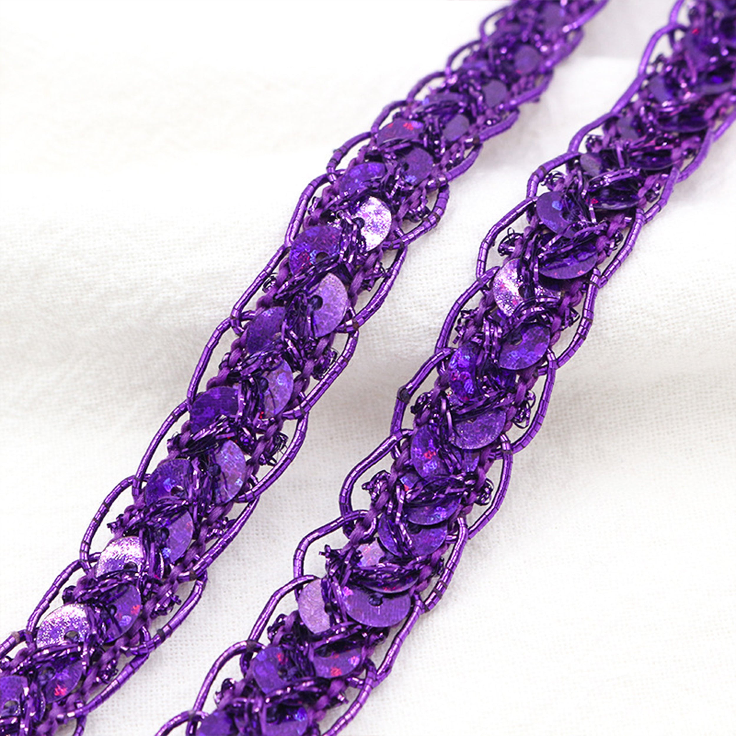 Alilang Sequin Braid Cord Trim, 0.4 Inch Glitter Laser Sequin Strip, Sewing Sequin Ribbon for DIY Crafts Party Decorations, 13 Yards