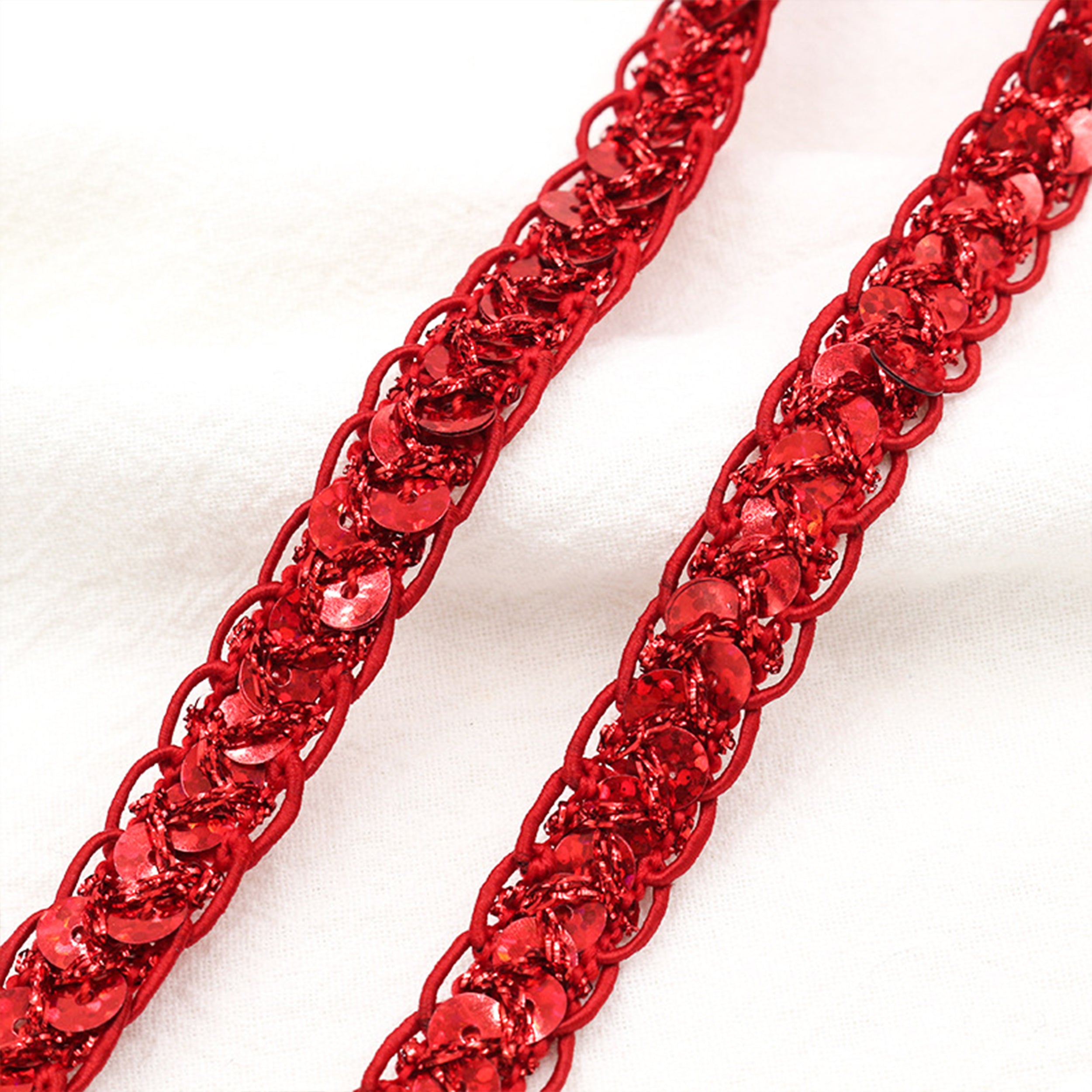 Alilang Sequin Braid Cord Trim, 0.4 Inch Glitter Laser Sequin Strip, Sewing Sequin Ribbon for DIY Crafts Party Decorations, 13 Yards