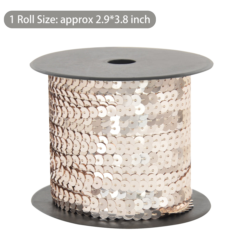 Alilang Flat Sequin Strip, 6mm String Metallic Sequin Strand, Paillette Metallic Sequin Trim Sewing DTY Craft Embellishment, 100 Yards