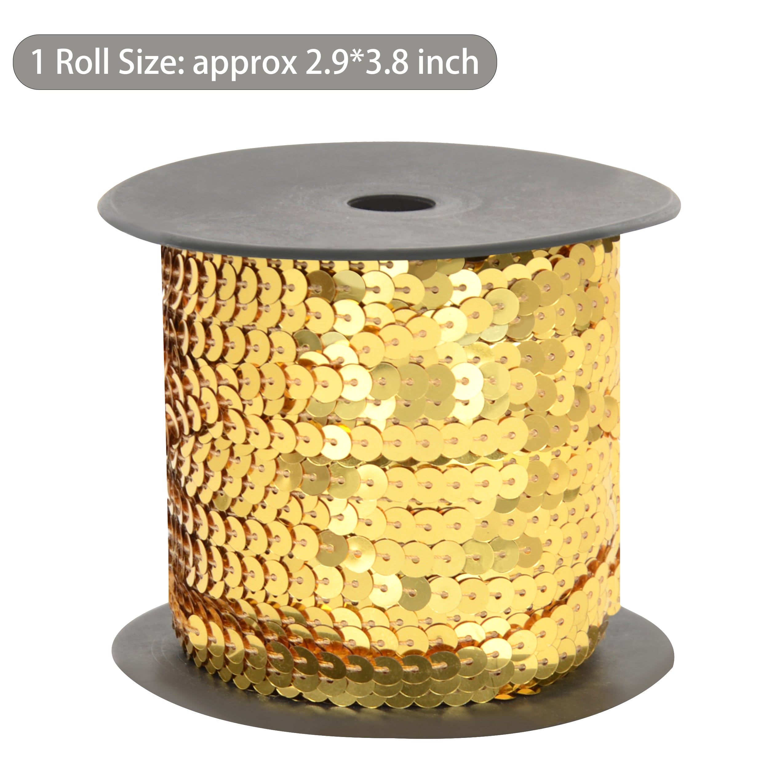 Alilang Flat Sequin Strip, 6mm String Metallic Sequin Strand, Paillette Metallic Sequin Trim Sewing DTY Craft Embellishment, 100 Yards