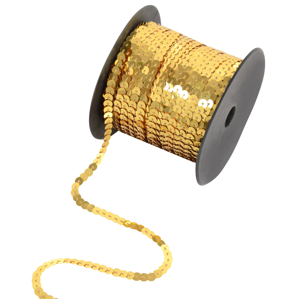 Alilang Flat Sequin Strip, 6mm String Metallic Sequin Strand, Paillette Metallic Sequin Trim Sewing DTY Craft Embellishment, 100 Yards