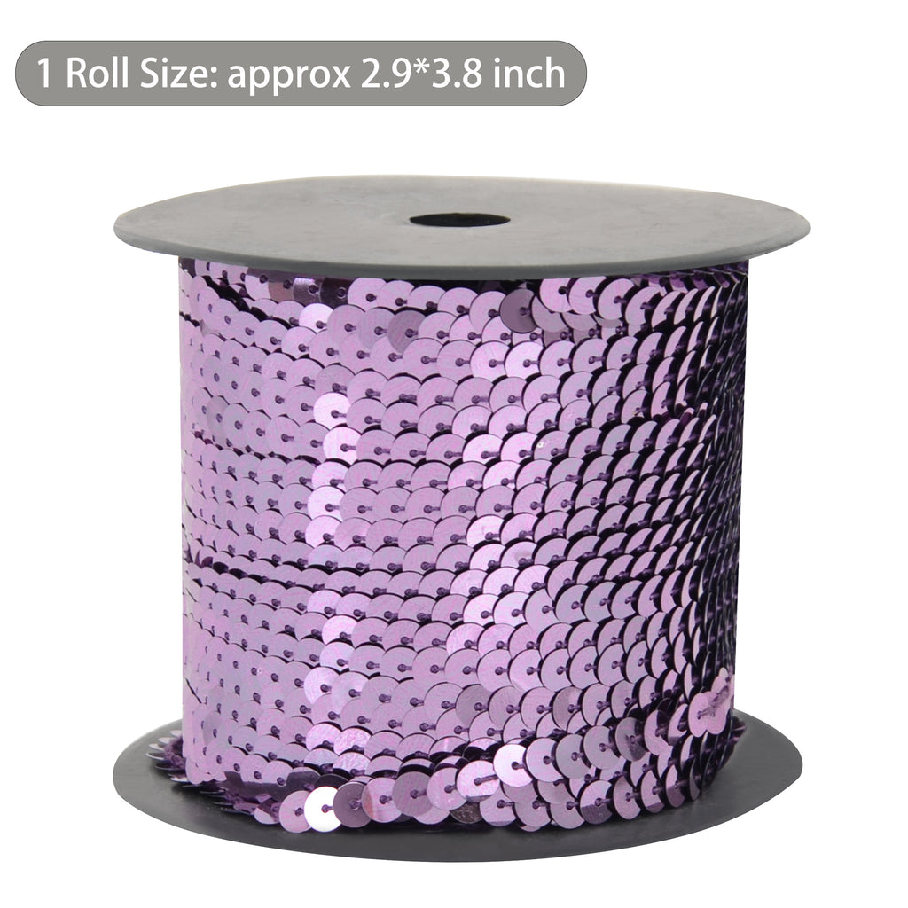 Alilang Flat Sequin Strip, 6mm String Metallic Sequin Strand, Paillette Metallic Sequin Trim Sewing DTY Craft Embellishment, 100 Yards