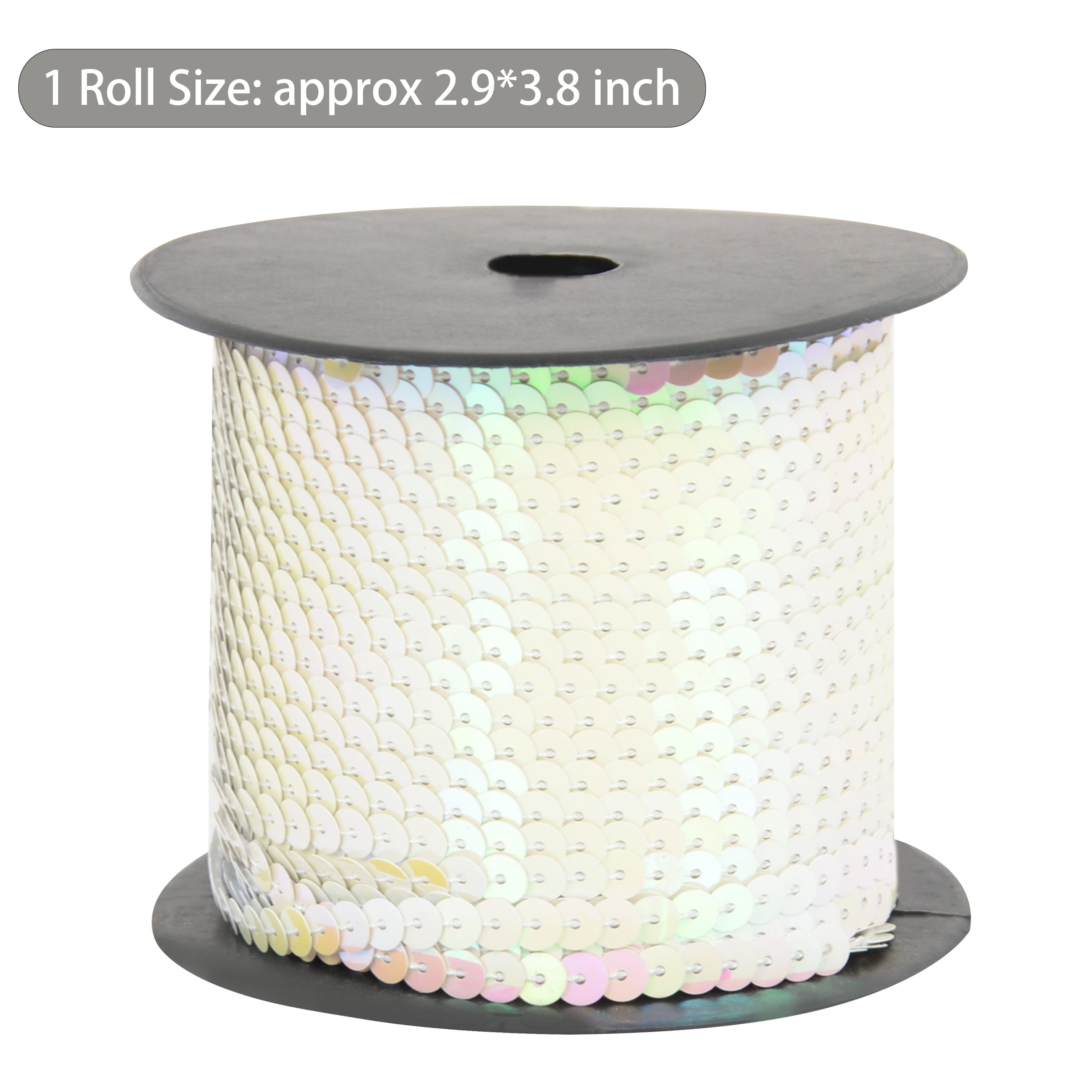 Alilang Flat Sequin Strip, 6mm String Metallic Sequin Strand, Paillette Metallic Sequin Trim Sewing DTY Craft Embellishment, 100 Yards