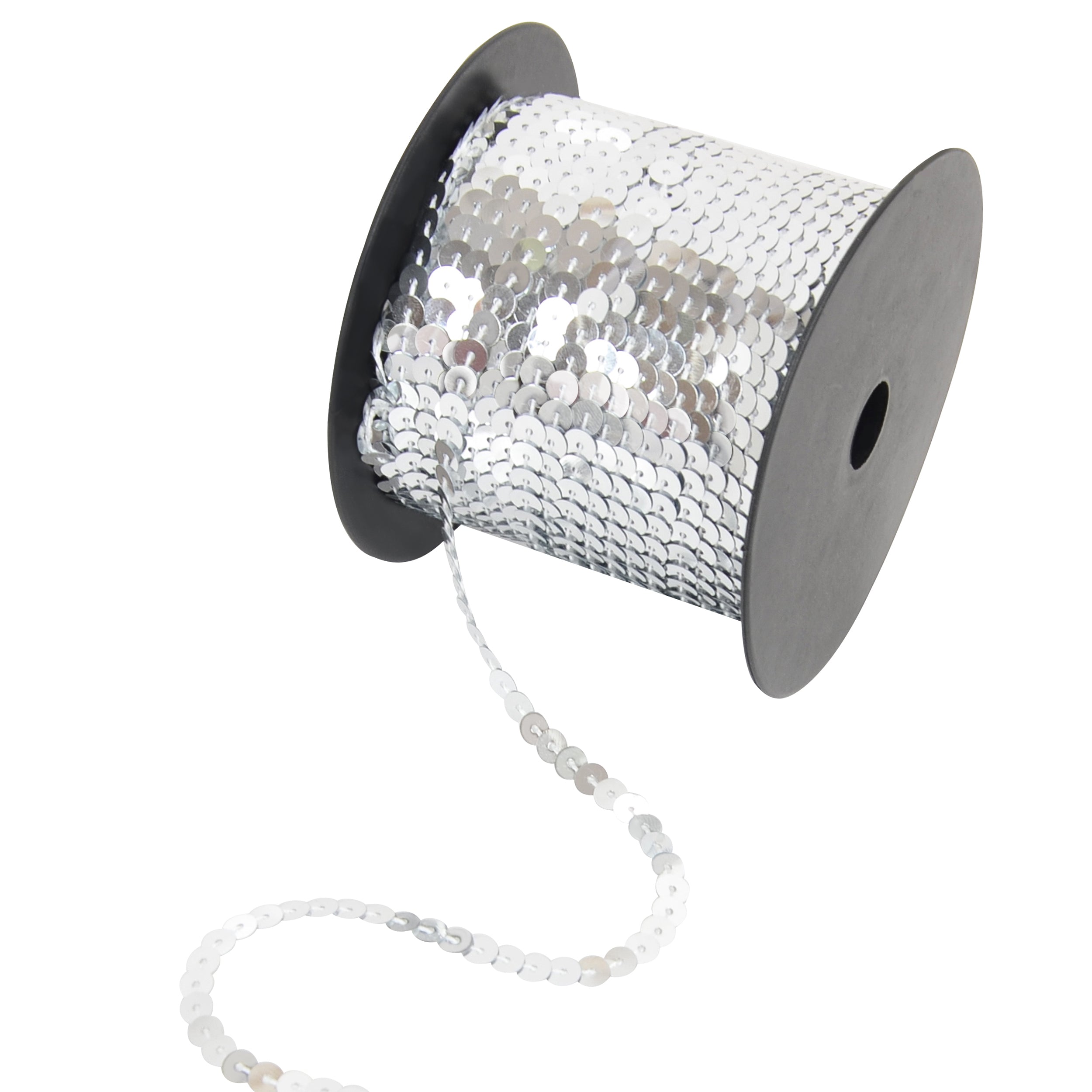 Alilang Flat Sequin Strip, 6mm String Metallic Sequin Strand, Paillette Metallic Sequin Trim Sewing DTY Craft Embellishment, 100 Yards