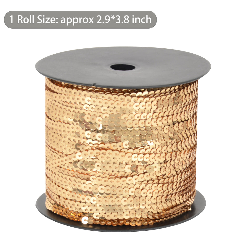 Alilang Flat Sequin Strip, 4mm String Metallic Sequin Strand, Paillette Metallic Sequin Trim Sewing String for DIY Crafts Embellishment, 197 Yards