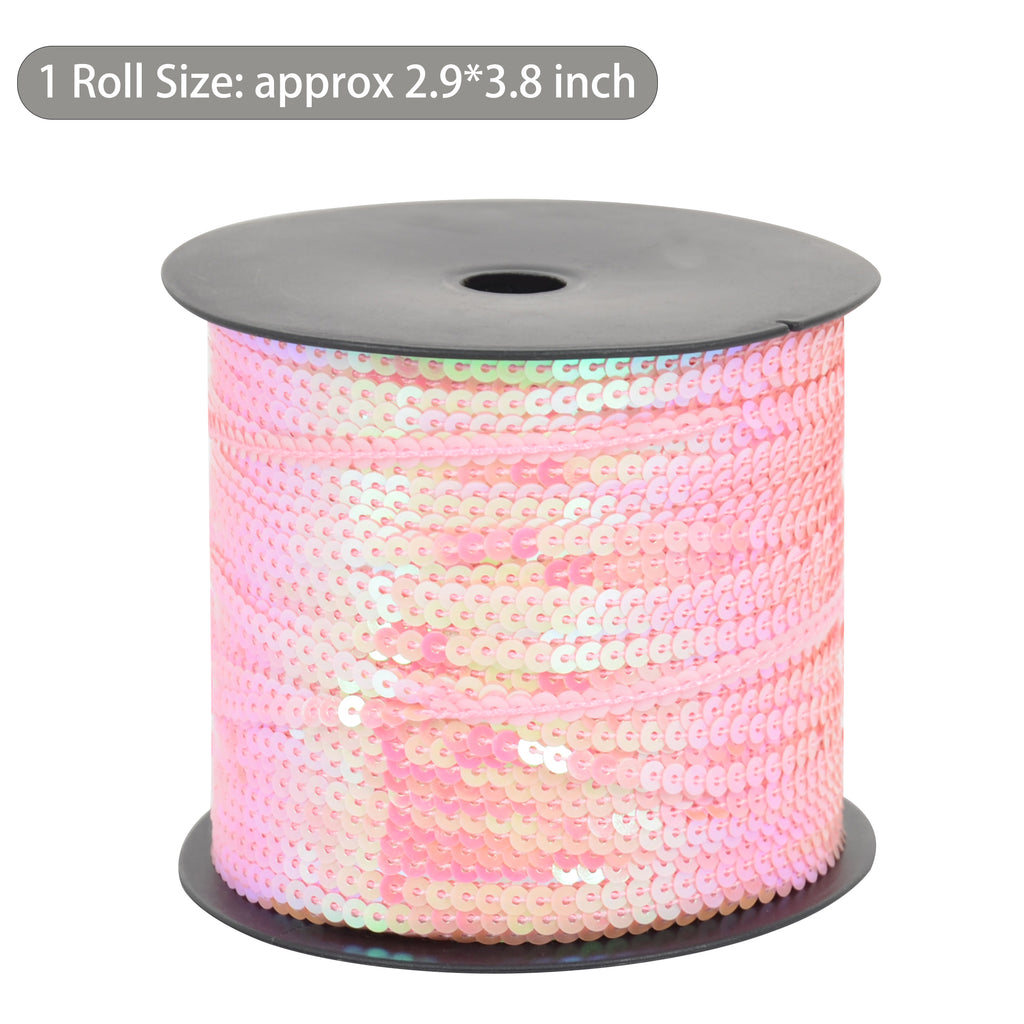Alilang Flat Sequin Strip, 4mm String Metallic Sequin Strand, Paillette Metallic Sequin Trim Sewing String for DIY Crafts Embellishment, 197 Yards