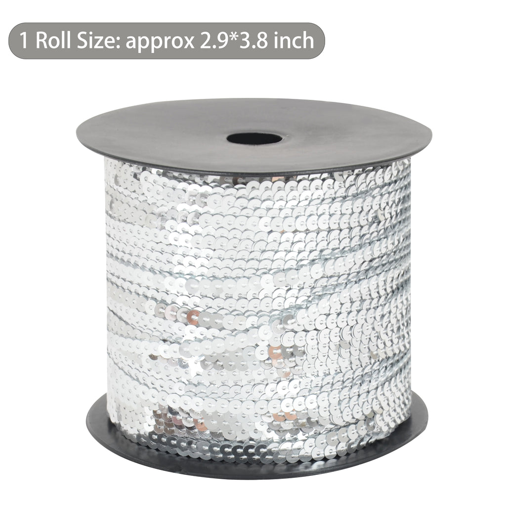 Alilang Flat Sequin Strip, 4mm String Metallic Sequin Strand, Paillette Metallic Sequin Trim Sewing String for DIY Crafts Embellishment, 197 Yards