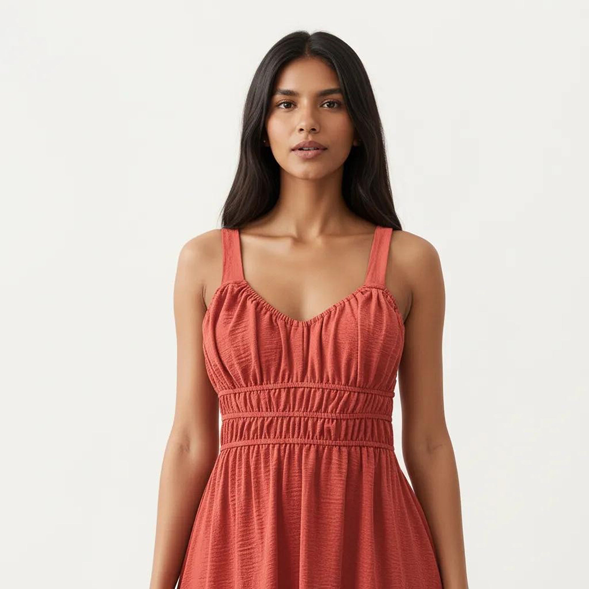 Anna-Kaci Women's Sleeveless Maxi Dress with Elastic Smocked Waist Gathered Bust Flowy A-Line Silhouette