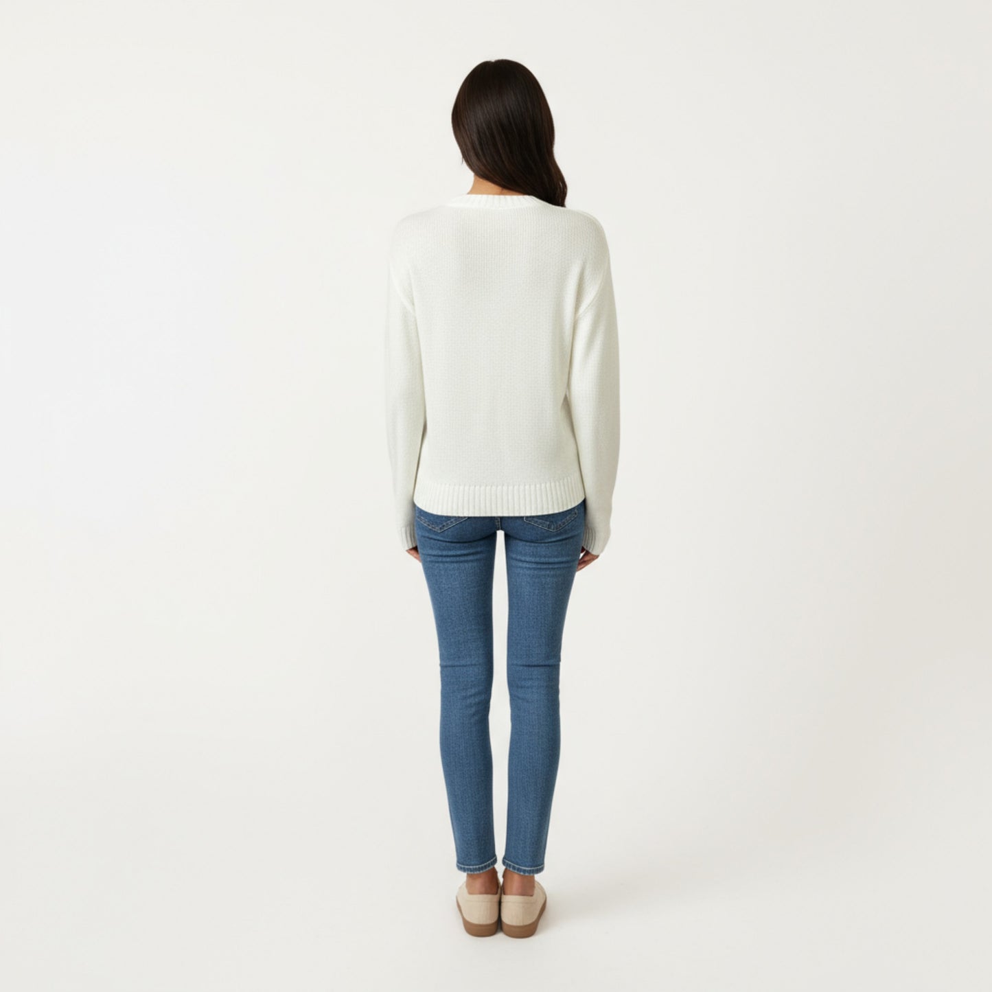 Anna-Kaci Women's Long Sleeve Knit Sweater with Embroidered Floral Pattern and Ribbed Trim