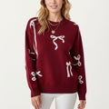 Anna-Kaci Women's Long Sleeve Pullover Sweater with Bow Pattern Design and Ribbed Trim